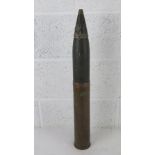 A WWII German 8cm M30 inert shell dated 1940, together with head and fuse, dated 1941.