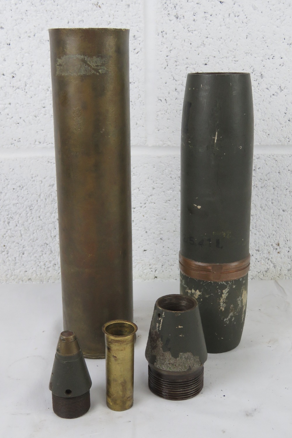 A WWII German 8cm M30 inert shell dated 1940, together with head and fuse, dated 1941. - Image 2 of 4