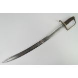 An early 1800s Police Constabulary cutlass, having brass hilt and guard, wooden grip,