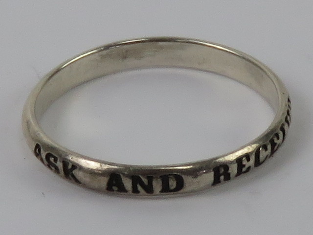 A Peter Stone Irish / Celtic Silver ring 'Ask and Receive' (Luke 11:9-13 FBV.