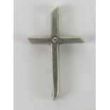 A silver and diamond crucifix pendant by White Ice having integral bale, 2.2cm in length.