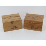 Two vintage foie gras boxes each dated 1991.