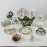 A quantity of assorted floral themed ceramics inc Royal Worcester, Wedgwood, Limoge, Ainsley,
