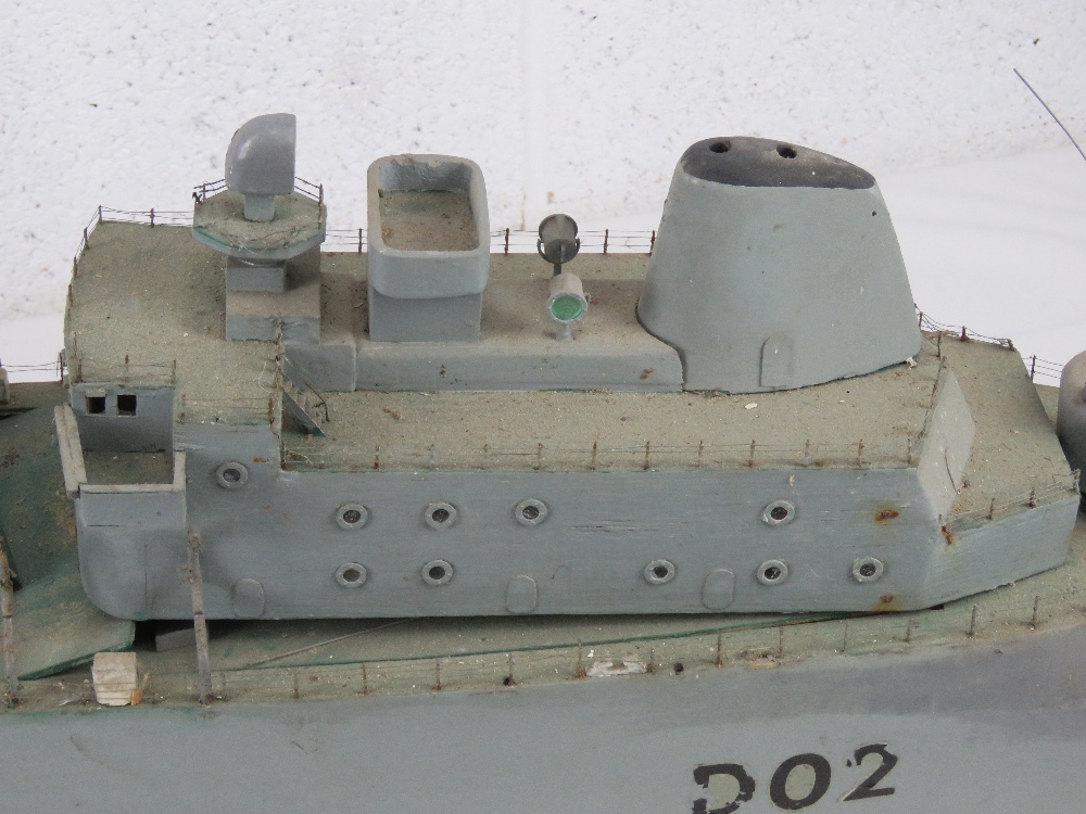A scratch built scale model part finished vintage naval battleship of unknown class of wooden - Image 7 of 9
