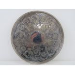 A Viners silver plated serving tray having pierced gallery and floral decoration upon, 31cm dia.
