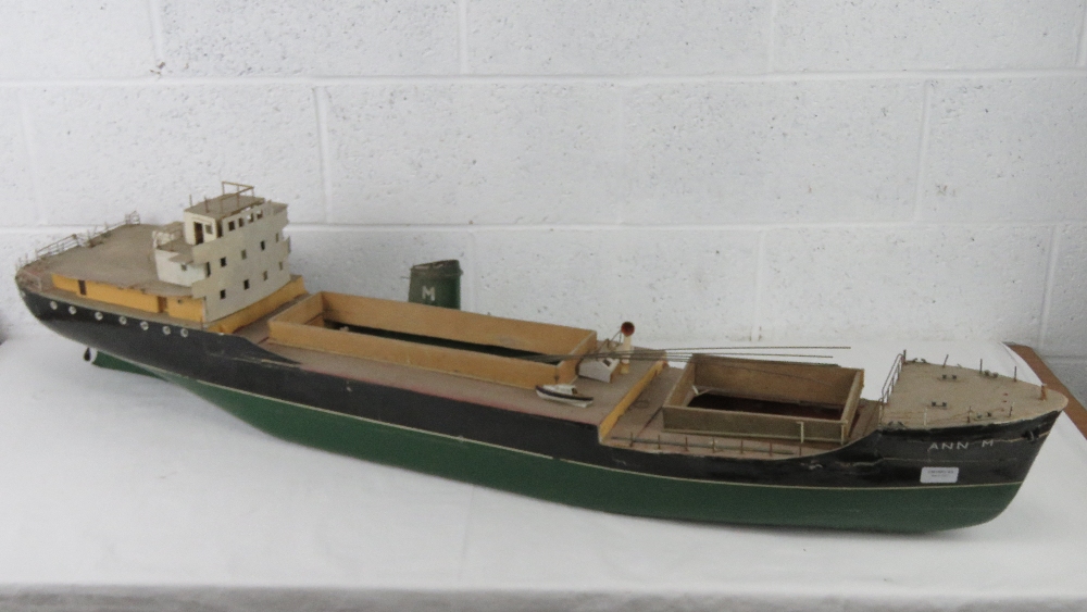 A scratch built scale model part finished vintage wooden 'Ann M' merchant vessel,