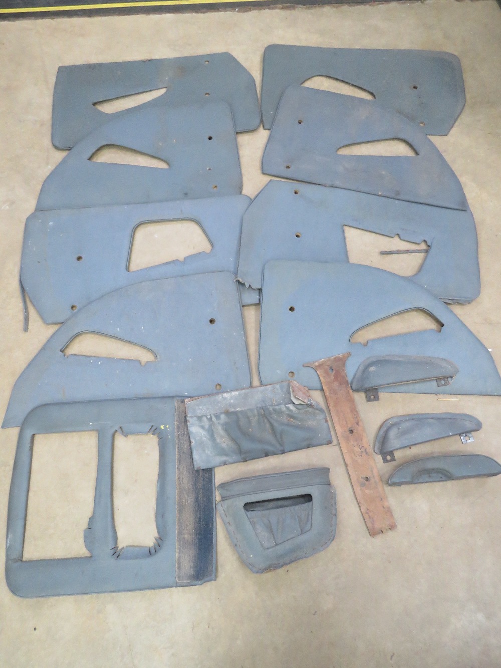 A quantity of door cards, arm rests, and pockets, etc for an Austin Princess 1100.