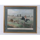 Print; Chances of the Steeplechase by J Pollard, hand tinted, 37 x 47cm, framed and mounted.