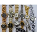 Eleven assorted contemporary stainless steel and other wrist watches.