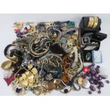 A quantity of assorted costume jewellery inc two brooches by Monet,