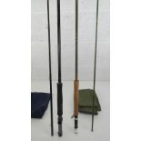 Two contemporary carbon fibre two sectional fly fishing rods, 290cm and 300cm respectively,