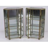 A pair of table top mirrored glass display cabinets, each standing 25cm high, 15.5cm wide, 6.