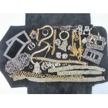 A quantity of assorted costume jewellery inc two sets of cut steel buckles and a single cut steel