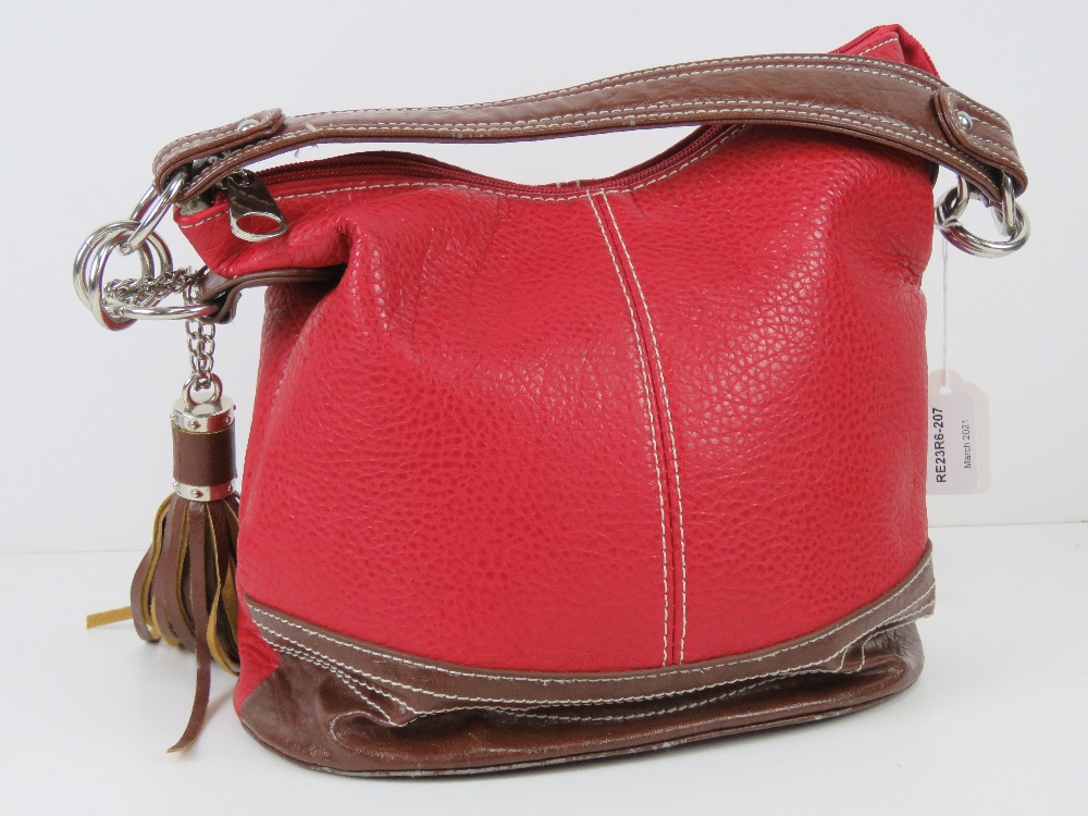 A red and brown Paula Rossi handbag with - Image 2 of 3