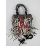 A fringed tote bag 'as new' approx 32 x