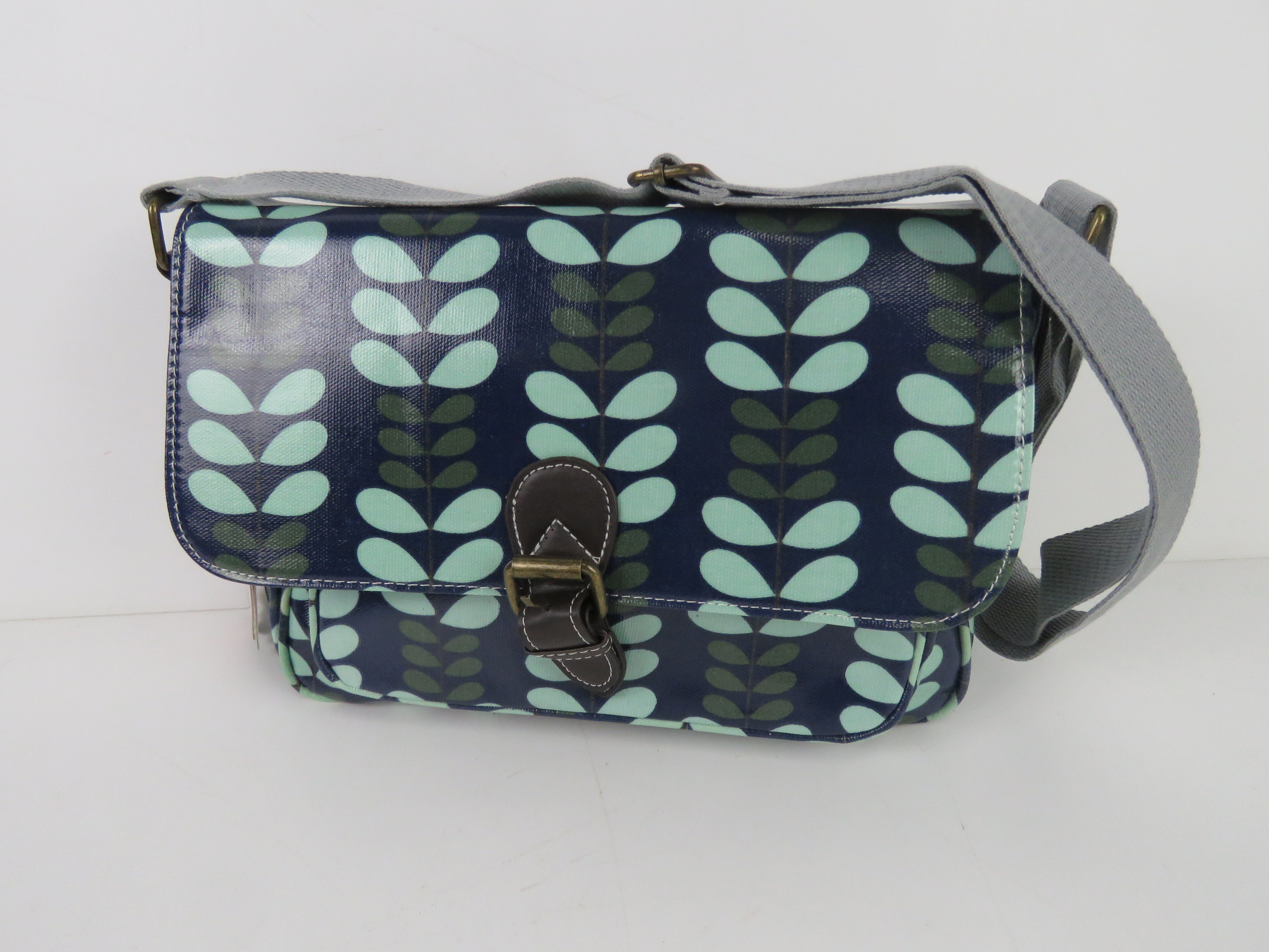 A leaf patterned handbag in blue 'as new