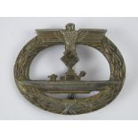 A WW2 German U-Boat badge, clasp a/f.