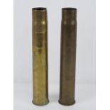 Two WWII Russian 40mm brass shell cases.