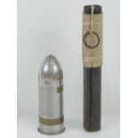 An inert WWI Russian flare, together with a WWI trench art shell case, dated 1914-15.