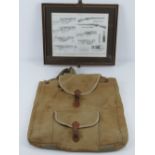 A SMLE instruction and operations index, framed and mounted. Together with a WWII canvas bag.