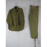 A WWII Japanese summer issue shirt and pair of trousers.