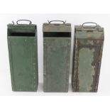 Three Soviet Russian Army steel ammo box for the 14.5mm KVPT Cannon.