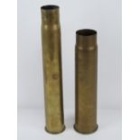 A brass British shell case dated 1901 and measuring 31cm high,