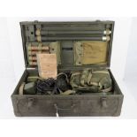 A WWII US Military Mine detector set in box with accessories dated 1944, issued to the Signal Corp,