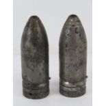 Two inert WWI Russian Diakonov rifle grenades.