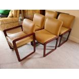 A set of five (4+1) retro studio-design mahogany framed chairs c1960s. No makers name.