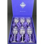 A set of six Edinburgh Crystal wine glasses in original box.