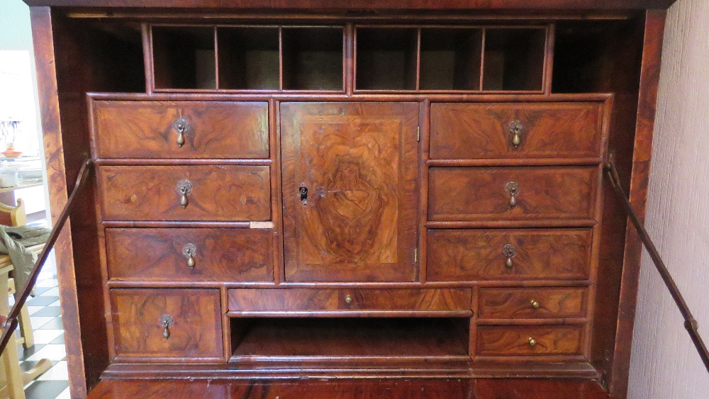 A superb walnut secretaire on chest having fine quality walnut cross banded fall front opening to - Image 4 of 9