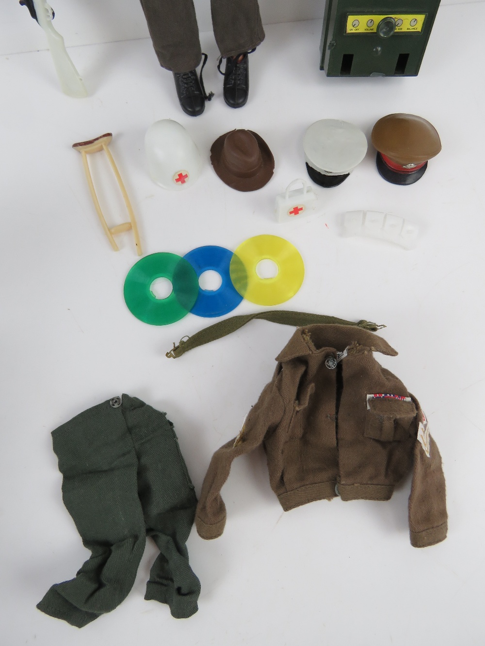 A vintage Action Man made by Palitoy with assorted accessories including; jacket, trousers, hats, - Image 3 of 3