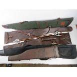 A vintage leather 'leg of mutton' gun case,