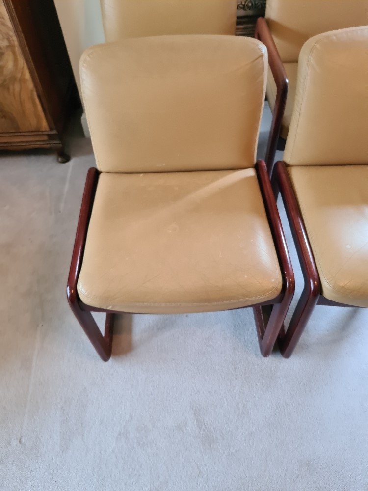 A set of five (4+1) retro studio-design mahogany framed chairs c1960s. No makers name. - Image 3 of 7