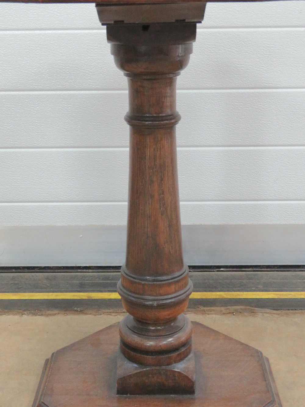 A good octagonal occasional side table in oak raised over gun barrel stem, 50 x 50 x 64cm. - Image 2 of 2