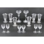 A quantity of glassware including a pair of deep dish footed aperitif glasses,