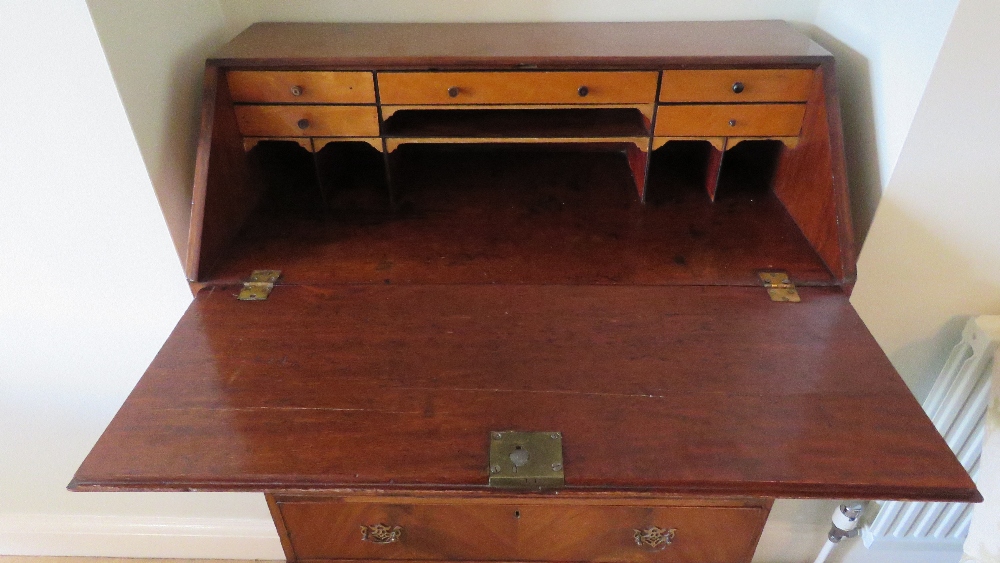 A good late Georgian half veneered mahogany fall front bureau, - Image 2 of 3