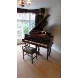A mahogany Collard & Collard baby grand piano having three double tapering square cut legs,