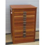 A fifteen drawer Victorian specimen cabinet each drawer bearing cast cupped drawer pull marked