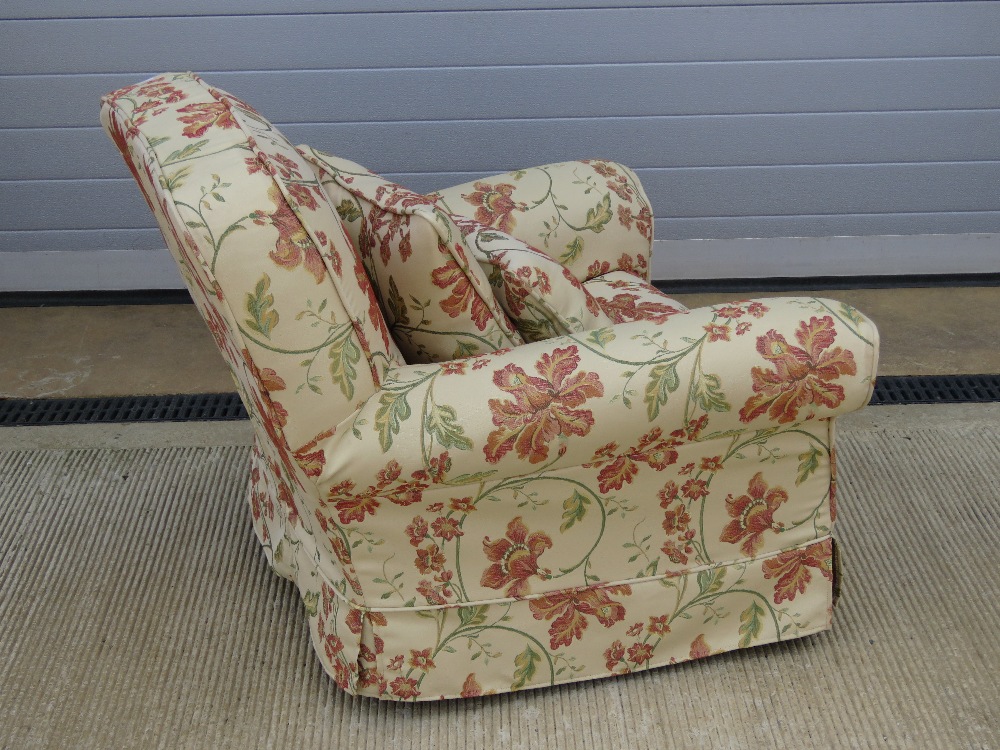 A good recovered oversprung arm chair of classic proportions bearing attractive floral moquet, - Image 2 of 2