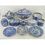 A quantity of assorted Copeland Spode and other blue and white ceramics including;