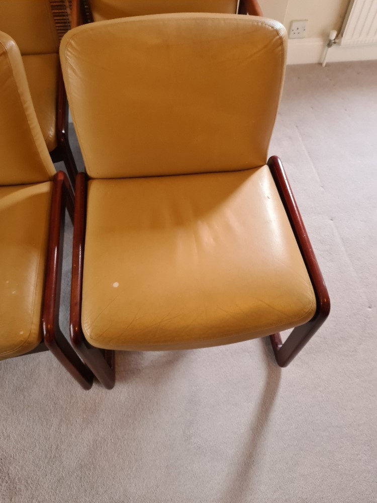 A set of five (4+1) retro studio-design mahogany framed chairs c1960s. No makers name. - Image 4 of 7