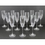 A set of twelve French made champagne flutes.