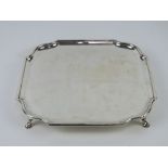 An Art Deco HM silver salver raised over four feet, hallmarked for Sheffield 1924,