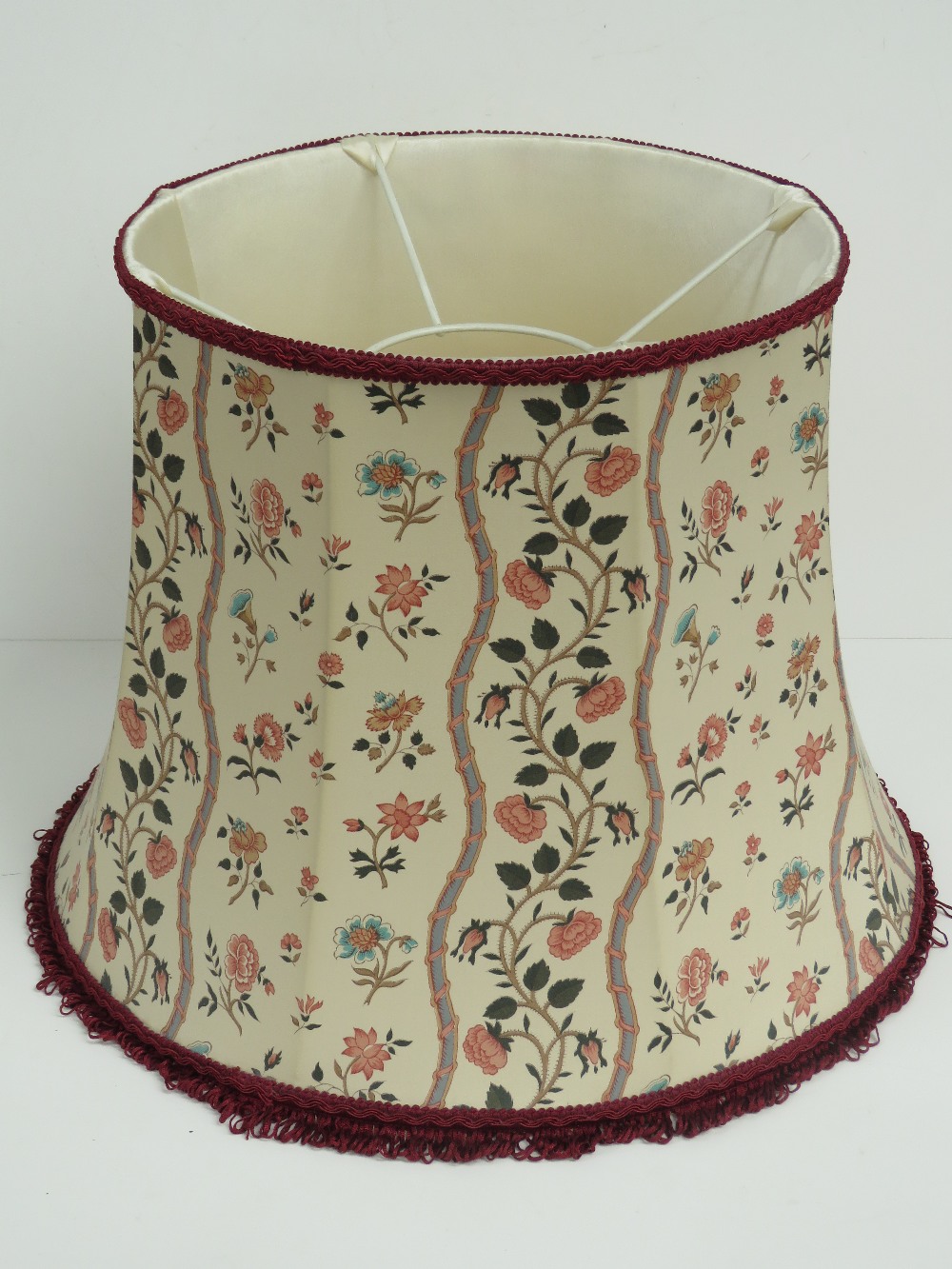 A floral pattern silk lamp shade, 42cm dia.