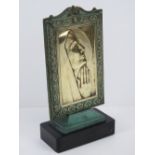 An Art Deco bas-relief portrait of Sainte-Odile, patron Saint of Alsace,