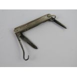 A delightful HM silver ladies pocket tool including fruit knife, secondary knife and button hook,