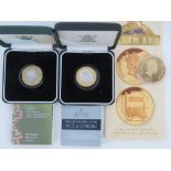 Three silver proof coins; Alderney £5 (28.