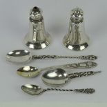 A HM silver salt and pepper set (pepperette a/f) hallmarked Sheffield 1923,